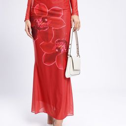 glitchez Floral Printed A-Line Maxi Skirt-image-75