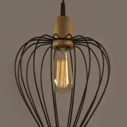 Homesake Black Wooden Chimney Cage Pendant Light - Set of 1 (Bulb not included)-image-12