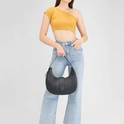 Caprese Faux Leather Black Women Handbag-35