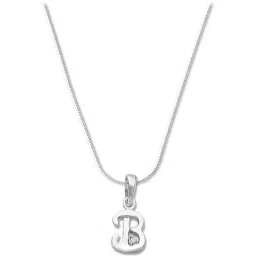 Taraash Initial Letter B 92.5 Sterling Silver Pendant with Chain-image-85