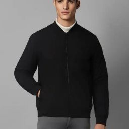 Louis Philippe Jeans Black Regular Fit Bomber Jacket-picture-11