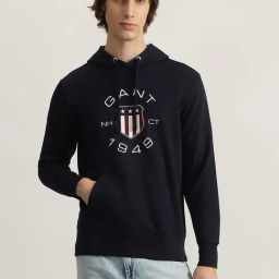 Gant Navy Blue Cotton Regular Fit Printed Hooded Sweatshirt-picture-46