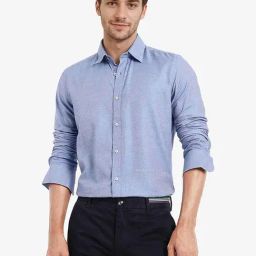 Rare Rabbit Blue Regular Fit Solid Shirt-image-102