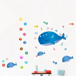 rawpockets Multicoloured Blue Whale With Music Wall Stickers-image-8