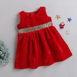 Many Frocks Kids Red Embellished Dress-image-85