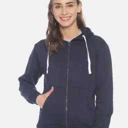Campus Sutra Navy Full Sleeves Hooded Sweatshirt-image-49