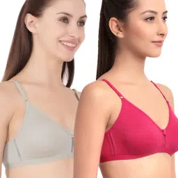 Floret Multicolor Non Wired Non Padded T-Shirt Bra (Pack Of 2)-image-73