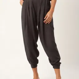 Rooted Black Regular Fit Pleated Harem Pants-picture-19