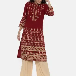 Neeru's Maroon Printed Straight Kurta-picture-28