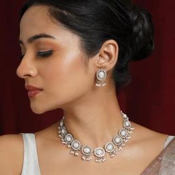 Teejh Nargis Silver Polki Set-48
