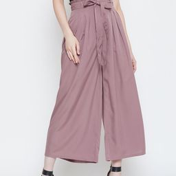 La Zoire Women Pink Solid Flared Palazzos-image-62
