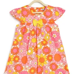 Campana Kids Pink & Yellow Cotton Floral Print Dress-image-41