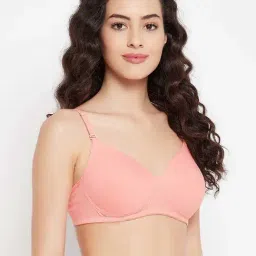 Clovia Peach Wireless Padded T-Shirt Bra-picture-23
