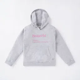 Ed-a-Mamma Kids Grey & Pink Cotton Printed Full Sleeves Hoodie-image-71