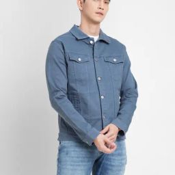 Jack & Jones Blue Cotton Shirt Collar Denim Jacket-image-41