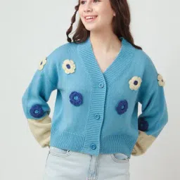 zink Z Blue Embroidered Cardigan-image-64