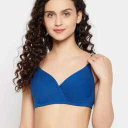 Clovia Blue Cotton Half Coverage T-Shirt Bra-image-95
