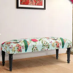 India Circus by Krsnaa Mehta Feathered Garden Printed Beige Sheesham Wood Bench-image-28