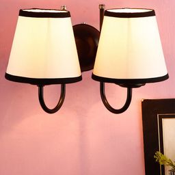 Devansh White & Black Traditional Armed Sconce with Shade-20
