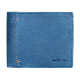 SASSORA Izan Navy & Tan Small Leather Bi-Fold Wallet for Men image 1
