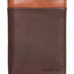 SASSORA Izan Brown & Tan Small Leather Bi-Fold Notecase for Men image 1