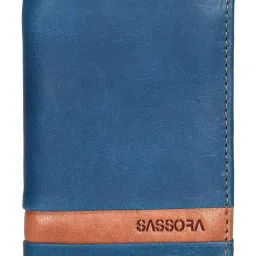 SASSORA Izan Navy & Tan Small Leather Bi-Fold Notecase for Men image 1