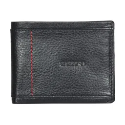 SASSORA Unlit Black & Red Small Leather Bi-Fold Wallet for Men image 1