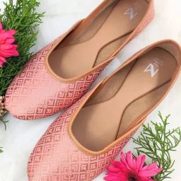 The Madras Trunk Women's Enchanted Rose Gold Ethnic Juttis-image-34