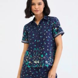 Elle Blue Relaxed Fit Printed Shirt-image-63
