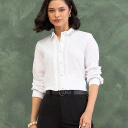 Iconic White Regular Fit Textured Shirt-image-83