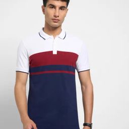 Peregrine By Pantaloons Navy Slim Fit Colour Block Polo T-Shirt-image-38