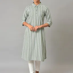 AURELIA Women Striped Thread Work Pathani Kurta-image-36