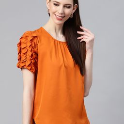 plusS Rust Orange Ruffled Top-picture-28