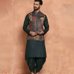 KISAH Multicolor Regular Fit Printed Kurta Set With Jacket image 1