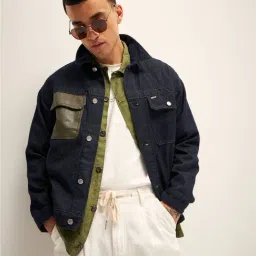 The Bear House Navy Cotton Regular Fit Denim Jacket-picture-11
