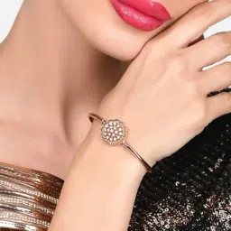Zaveri Pearls Rose Gold Dazzling Cubic Zirconia Brass Bangle Style Bracelet-ZPFK15993-image-64