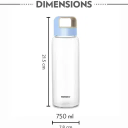 borosil ?Borosil Water Bottle with Leakproof & Easy to Carry Set of 2 (Transparent, ?750 ml) image 2