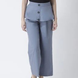 KASSUALLY Grey Cotton Regular Fit Mid Rise Trousers-picture-24