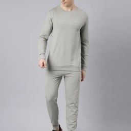 Bushirt Light Grey Regular Fit Cotton Sweatshirt & Joggers Set-picture-44