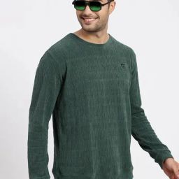 SHOWOFF Green Acrylic Slim FitSweatshirt-image-61