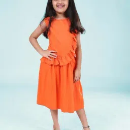 Kiddopanti Kids Orange Regular Fit Dress-picture-11