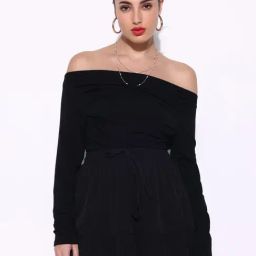 Showoff Black Cotton Regular Fit Top-image-84