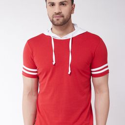 GRITSTONES Men Red Solid Hood T-shirt-image-30