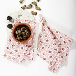 Contrast Living Set Of 4 Rose-Coloured Printed Table Napkins-50