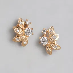 Carlton London Floral 925 Sterling Silver 18Kt Rose Gold-Plated CZ Studs Earrings-3