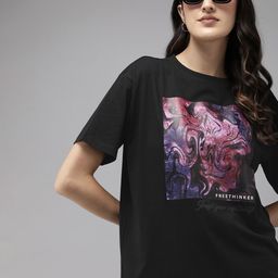 Roadster Printed Drop-Shoulder Sleeves Oversized Bio Finish T-shirt-image-96