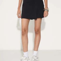 People By Pantaloons Jet Black Slim Fit Skort-picture-1