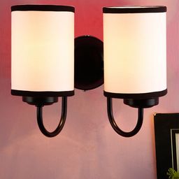 Devansh White & Black Traditional Armed Sconce Wall Lamp-picture-44