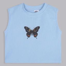 Bolly Lounge Girls Turquoise Cotton Regular Fit Crop Top-image-82