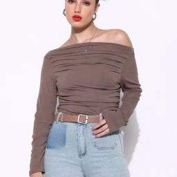 Showoff Brown Cotton Regular Fit Top-33
